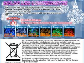 60 LED 11m farbig Solar Lichterkette Ostern Party DE  