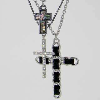 30 GUESS Triple Cross Charm Necklace NEW  