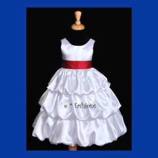 WHITE APPLE RED PARTY FLOWER GIRL DRESS 2 4 6 8 10 838B  