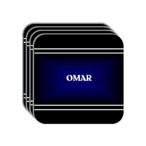 Personal Name Gift   OMAR Set of 4 Mini Mousepad Coasters (black 