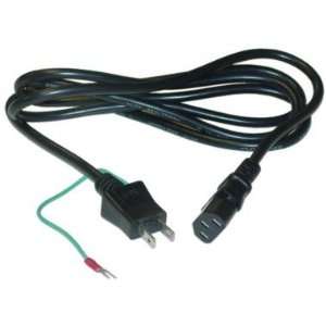   Cord, Black, 2 prong with ground wire, 6 ft