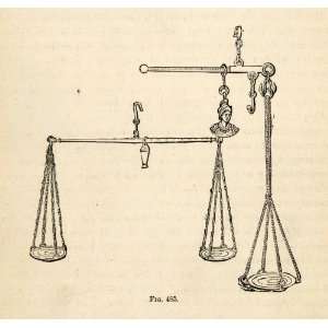  1876 Wood Engraving Roman Scales Balance Decorative 