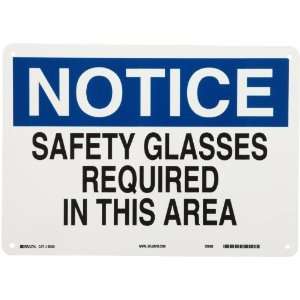   White Eye Protection Sign, Header Notice, Legend Safety Glasses