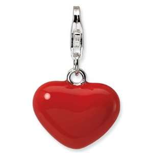  Jewelry Locker Sterling Silver 3 D Red Enameled Heart with 