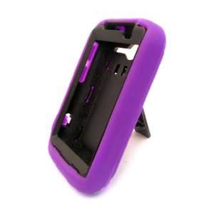 HTC Wildfire S Black and Purple Impact Protection Case Stand Heavy 