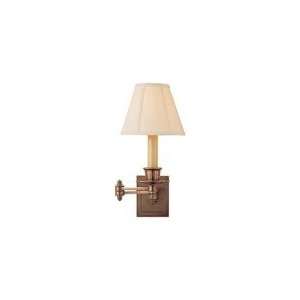 Studio Double Swing Arm Sconce in Hand Rubbed Antique Brass with Linen 