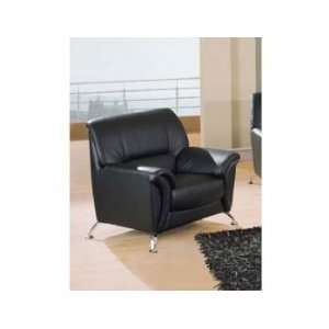  Fancy Black Leather Upholstered Chair with Metal Feet 