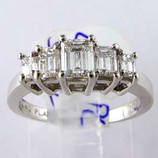 CT Emerald Cut Diamond 5 Stone Ladies Ring Platinum  