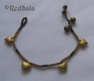Handmade Craft BRACELET Brass Beads Bells Jingle Spiral  