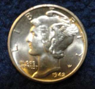 1942   D Mercury dime. Uncirculated condition. Great addition to any 