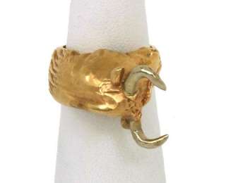 UNIQUE 2 T 14K GOLD 3D STEER BULL COW TOP BAND RING  