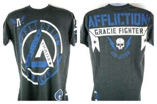 Affliction Cesar Gracie Jiu Jitsu Fighter Premium Black T shirt New 