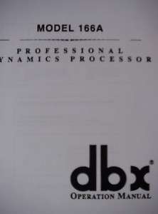 dbx 166A PRO DYNAMICS PROCESSOR IM + SCHEMATICS 31 pgs  