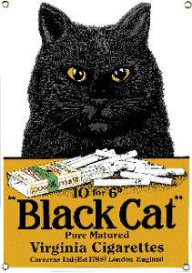 BLACK CAT CIGARETTES METAL SIGN  