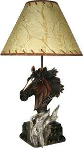   Lamp Table Lighting Gifts For Horse Lovers Lace Shade Log Detail 40W