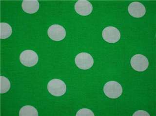 New Kelly Green Large White Polka Dot Fabric BTY Flawed  
