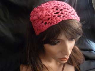 HAND MADE CROCHET HEAD BAND HAIR BAND WITH FLOWER DETAIL ONE SIZE 