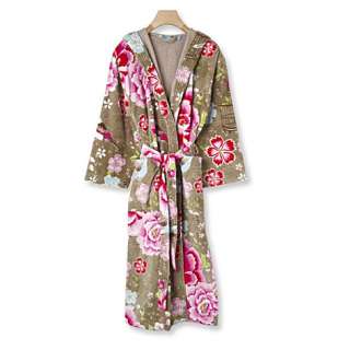 Birds of Paradise cotton robe khaki   PIP STUDIO   Robes   Nightwear 