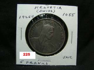 Switzerland 1925 B 5 Francs Helvetica  