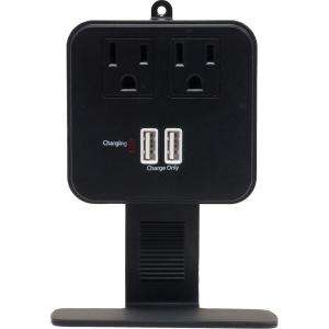 GE 2 Outlet In Wall Surge with Shelf, USB, 245 Joules, Black 14912 at 