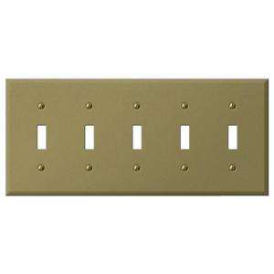 Creative Accents 5 Gang Mild Antique Brass Toggle Wall Plate 9MAB105 