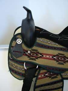 16 Western Horse Trail Synthetic Saddle in New Navajo style Headstall 
