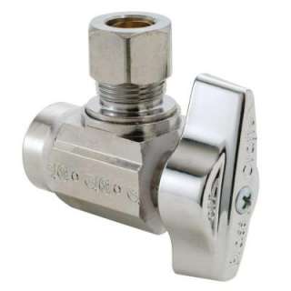  Inlet x 3/8 in. OD Comp Chrome Plated Brass 1/4 Turn Angle Ball Valve