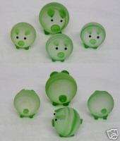 Mother Baby Green Pig Piggy Sanded Glass Figure Set  