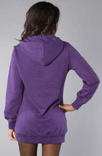 adidas The Sport Fleece Long Hoody in Eggplant Heather and White 