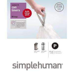 simplehuman Custom Fit Trash Can Liner Code P (50 Pack) CW0172 at The 