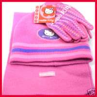 HelloKitty PINK 3pc Set Gloves&Beanie/Hat Scarf Sanrio  