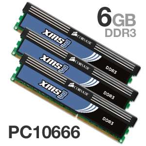 Corsair XMS3 Tri Channel 6GB PC10666 DDR3 Memory   1333MHz, 6144MB (3 
