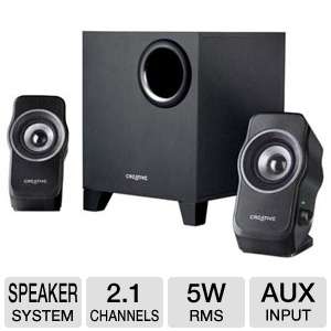 Creative Labs Inspire A220 PC Speakers   2.1 Channels, 5 Watts RMS 