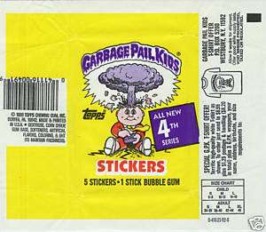 GARBAGE PAIL KIDS 4th SERIES 4 WAX WRAPPER 1986 no 25¢  