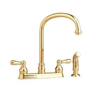   Metal Lever Handle Side Sprayer Kitchen Faucet in Polished Brass