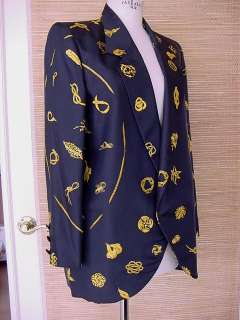 HERMES Vintage scarf print CLIPS silk jacket VERY RARE  