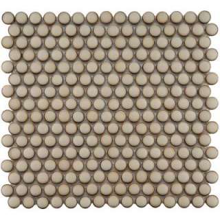   Round 12 1/4 in. x 12 in. Caffe Porcelain Mosaic Floor and Wall Tile