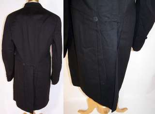 Victorian Vintage Brauer & Krohn Tailors Men Black Wool Formal Frock 