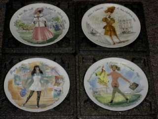   LIMOGES FRENCH WOMEN COLLECTOR PLATES IN BOXES COLORFUL FASHION  