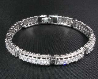 Fashion Jewelry Lady Gift Clear Topaz Stone White Gold GP Bracelet 