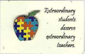 Autism Awareness Apple Pin Puzzle Piece Tac Lapel Great for Teachers 