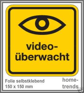 Aufkleber Videoüberwachung Warnschild Schild 15x15 cm  