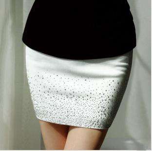 New Korea Women Big Bow Shining Diamond Mini dress White  