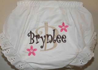 Personalized Monogrammed Diaper Cover Bloomer Initial Flowers  