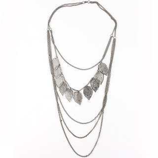 Fashion jewelry long chain alloy necklaces black leaf necklace sweater 