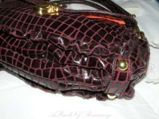 Hype Roisin Glazed Leather Crossbody Satchel Hobo Bag Purple  