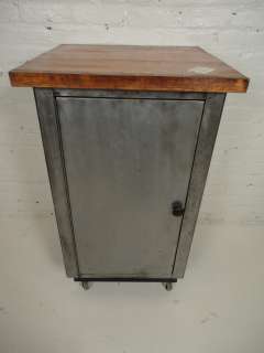 Industrial Metal Cabinet w/ Reclaimed Wood Top (04018)g  