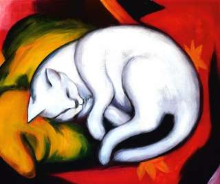 Franz Marc   weiße Katze   Leinwandbild auf Keilrahmen  