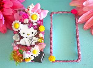 HELLO KITTY IPHONE 4G & 4S CHARMMY KITTY PINK CRYSTAL BLING 3D DECO 
