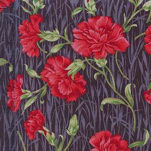 Red Carnation Flowers Quilt Sew FABRIC FREEDOM  